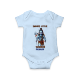 Shiva's Little Warrior - Maha Shivaratri Customized Romper For Babies With Name - BABY BLUE - 0 - 3 Months Old (Chest 16")