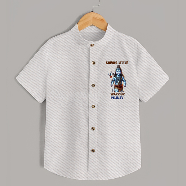 Shiva's Little Warrior - Maha Shivaratri Customized Shirt For Kids With Name - WHITE - 0 - 6 Months Old (Chest 23")