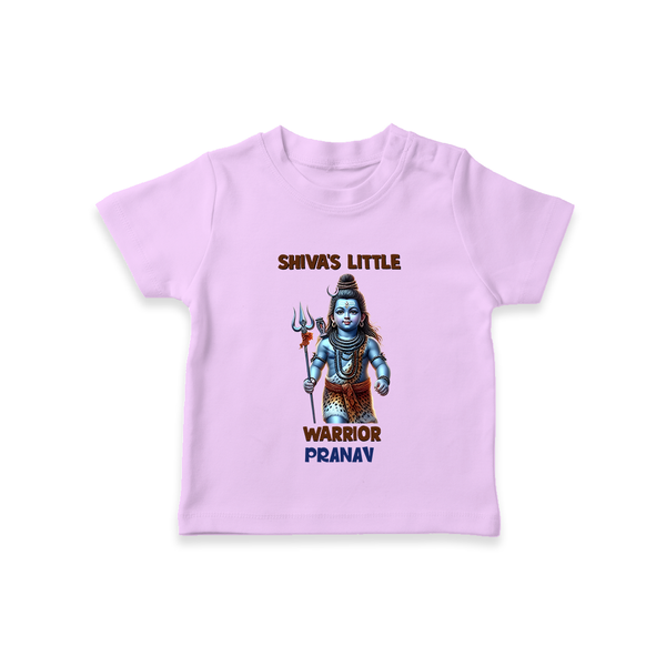 Shiva's Little Warrior - Maha Shivaratri Customized T-Shirt For Kids With Name - LILAC - 0-5 Months Old (Chest 17")