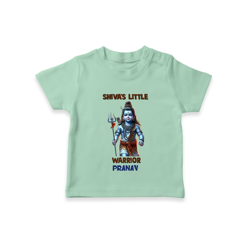 Shiva's Little Warrior - Maha Shivaratri Customized T-Shirt For Kids With Name - MINT GREEN - 0-5 Months Old (Chest 17")