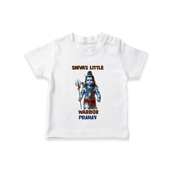 Shiva's Little Warrior - Maha Shivaratri Customized T-Shirt For Kids With Name - WHITE - 0-5 Months Old (Chest 17")