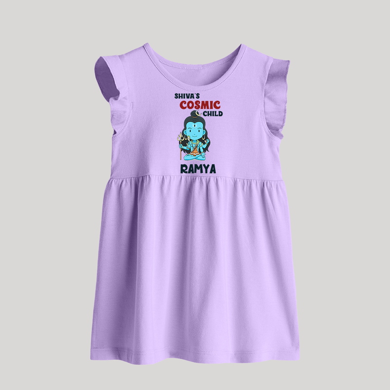 Shiva's Cosmic Child Baby Frock | Personalized Baby Frock for Shiva's Divine Baby - LILAC - 0 - 3 Months Old (Chest 17")