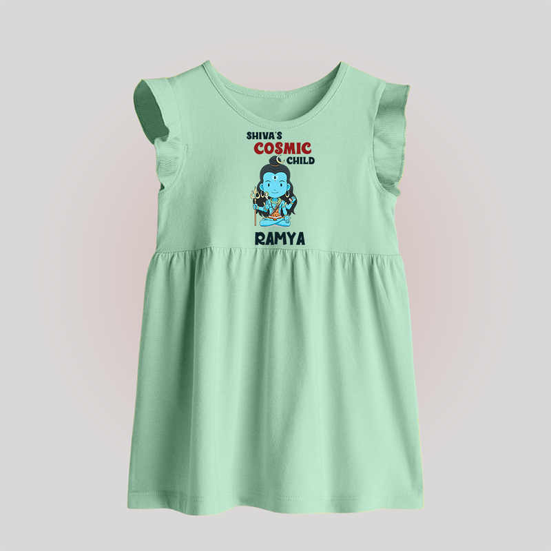 Shiva's Cosmic Child Baby Frock | Personalized Baby Frock for Shiva's Divine Baby - MINT GREEN - 0 - 3 Months Old (Chest 17")