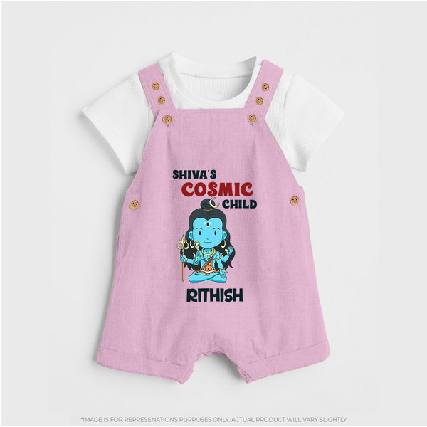 Shiva's Cosmic Child Dungaree Set | Personalized Dungaree Set for Shiva's Divine Baby - BABY PINK - 0 - 5 Months Old (Chest 18")
