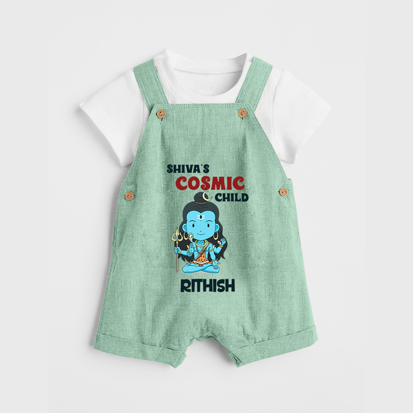 Shiva's Cosmic Child Dungaree Set | Personalized Dungaree Set for Shiva's Divine Baby - MINT GREEN - 0 - 5 Months Old (Chest 18")