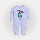 Shiva's Cosmic Child - Maha Shivaratri Customized Sleep Suit For Babies With Name - BABY BLUE - New Born (Chest 7.5")