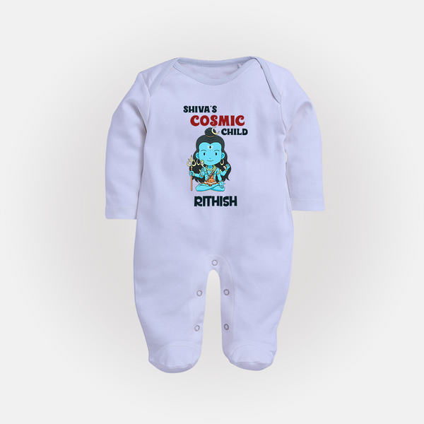 Shiva's Cosmic Child Sleep Suit | Personalized Sleep Suit for Shiva's Divine Baby - BABY BLUE - New Born (Chest 7.5")