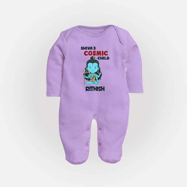 Shiva's Cosmic Child Sleep Suit | Personalized Sleep Suit for Shiva's Divine Baby - LILAC - New Born (Chest 7.5")