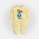 Shiva's Cosmic Child - Maha Shivaratri Customized Sleep Suit For Babies With Name - PASTEL YELLOW - New Born (Chest 7.5")