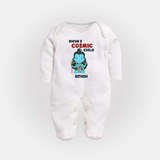 Shiva's Cosmic Child - Maha Shivaratri Customized Sleep Suit For Babies With Name - WHITE - New Born (Chest 7.5")