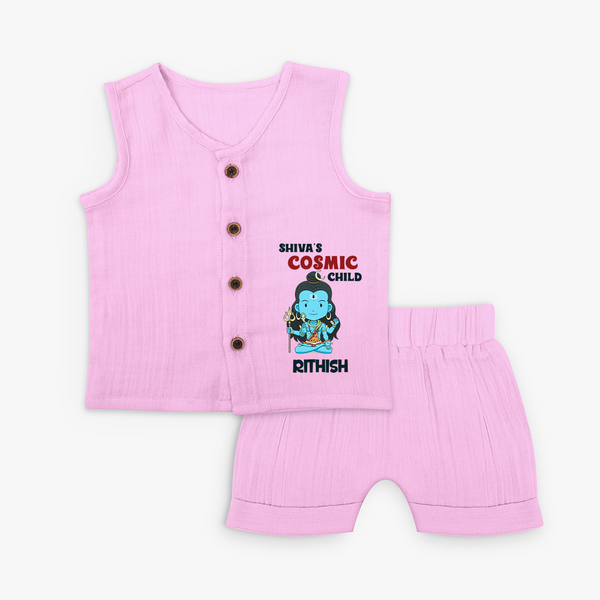 Shiva's Cosmic Child Jabla Set | Personalized Jabla Set for Shiva's Divine Baby - BABY PINK - 0 - 3 Months Old (Chest 9.8")
