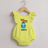Shiva's Cosmic Child Romper Frock | Personalized Romper Frock for Shiva's Divine Baby - PASTEL YELLOW - 0 - 3 Months Old (Chest 19")