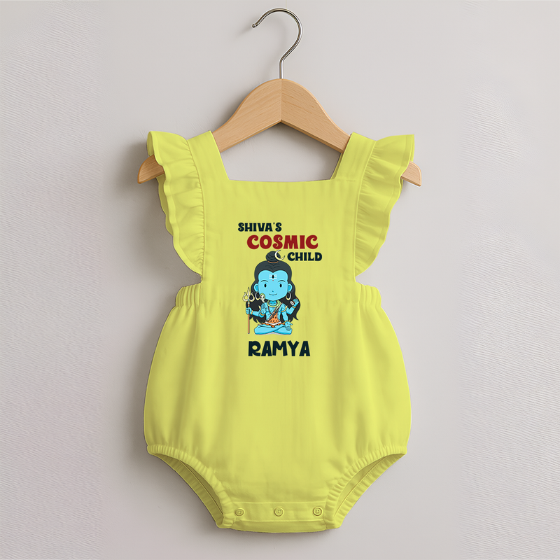 Shiva's Cosmic Child Romper Frock | Personalized Romper Frock for Shiva's Divine Baby - PASTEL YELLOW - 0 - 3 Months Old (Chest 19")