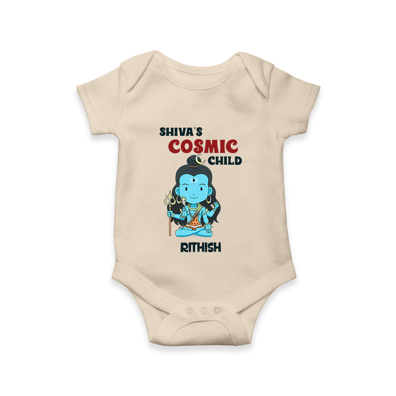 Shiva's Cosmic Child - Maha Shivaratri Customized Romper For Babies With Name - IVORY - 0 - 3 Months Old (Chest 16")