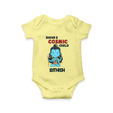 Shiva's Cosmic Child Romper | Personalized Romper for Shiva's Divine Baby - PASTEL YELLOW - New Born (Chest 14")