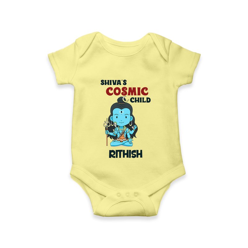 Shiva's Cosmic Child Romper | Personalized Romper for Shiva's Divine Baby - PASTEL YELLOW - New Born (Chest 14")
