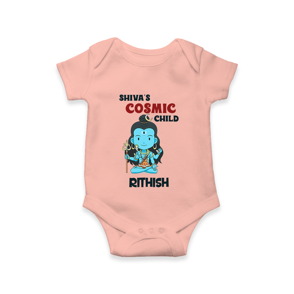 Shiva's Cosmic Child Romper | Personalized Romper for Shiva's Divine Baby - PEACH - New Born (Chest 14")