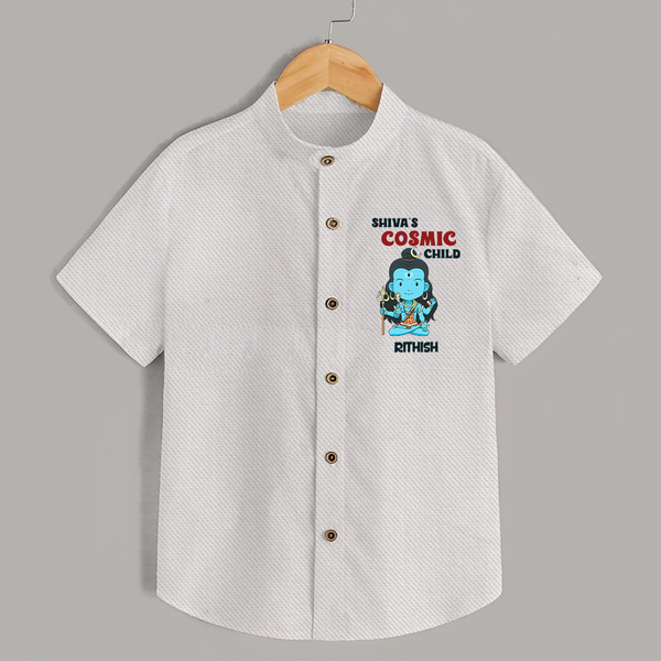 Shiva's Cosmic Child - Maha Shivaratri Customized Shirt For Kids With Name - WHITE - 0 - 6 Months Old (Chest 23")