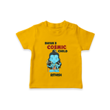 Shiva's Cosmic Child - Maha Shivaratri Customized T-Shirt For Kids With Name - CHROME YELLOW - 0-5 Months Old (Chest 17")