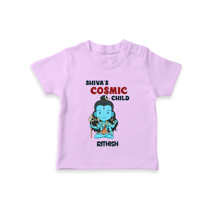 Shiva's Cosmic Child - Maha Shivaratri Customized T-Shirt For Kids With Name - LILAC - 0-5 Months Old (Chest 17")