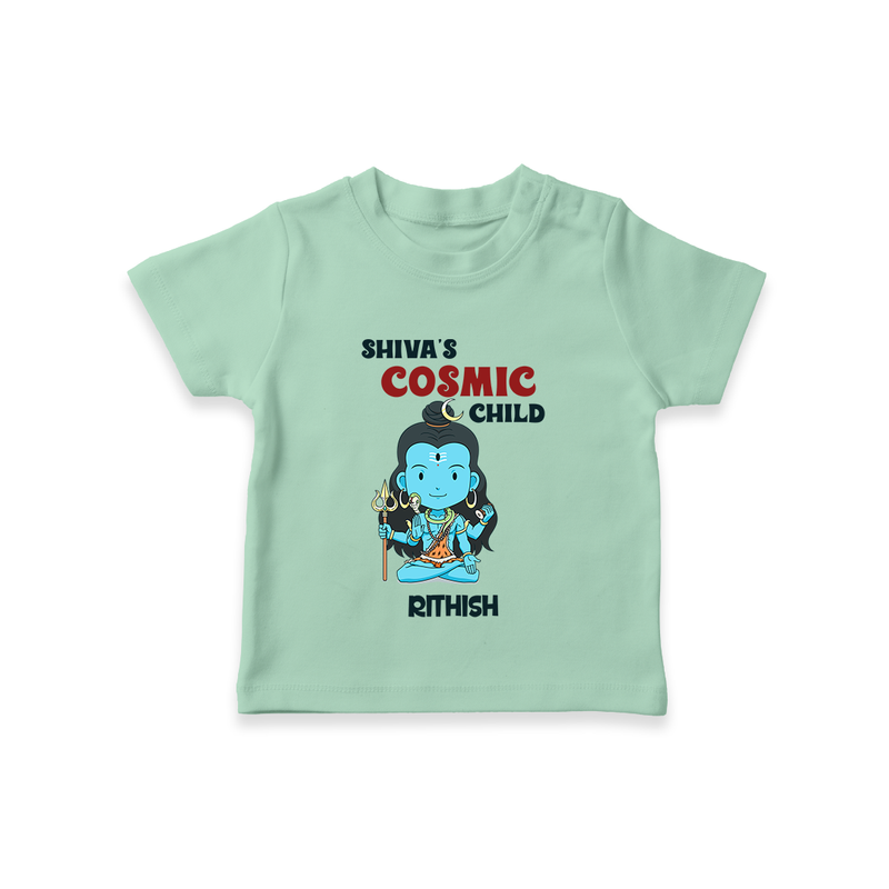 Shiva's Cosmic Child - Maha Shivaratri Customized T-Shirt For Kids With Name - MINT GREEN - 0-5 Months Old (Chest 17")