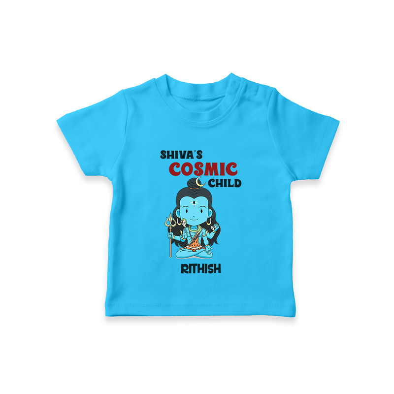 Shiva's Cosmic Child - Maha Shivaratri Customized T-Shirt For Kids With Name - SKY BLUE - 0-5 Months Old (Chest 17")