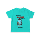 Shiva's Cosmic Child - Maha Shivaratri Customized T-Shirt For Kids With Name - TEAL - 0-5 Months Old (Chest 17")