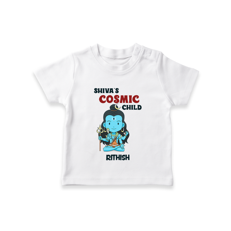 Shiva's Cosmic Child - Maha Shivaratri Customized T-Shirt For Kids With Name - WHITE - 0-5 Months Old (Chest 17")