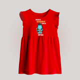 Shiva's Cosmic Child - Maha Shivaratri Customized Baby Frock For Babies With Name - RED - 0 - 3 Months Old (Chest 17")