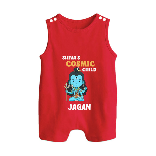 Shiva's Cosmic Child Romper Suit | Personalized Romper Suit for Shiva's Divine Baby - RED - 0 - 5 Months Old (Chest 18")