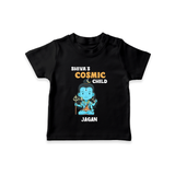 Shiva's Cosmic Child - Maha Shivaratri Customized T-Shirt For Kids With Name - BLACK - 0-5 Months Old (Chest 17")