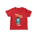 Shiva's Cosmic Child - Maha Shivaratri Customized T-Shirt For Kids With Name - RED - 0-5 Months Old (Chest 17")