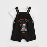 Shiva's Little Champion - Maha Shivaratri Customized Dungaree Set For Kids With Name - BLACK - 0 - 5 Months Old (Chest 18")