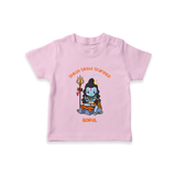 Shiva's Little Champion - Maha Shivaratri Customized T-Shirt For Kids With Name - PINK - 0-5 Months Old (Chest 17")