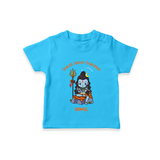 Shiva's Little Champion - Maha Shivaratri Customized T-Shirt For Kids With Name - SKY BLUE - 0-5 Months Old (Chest 17")