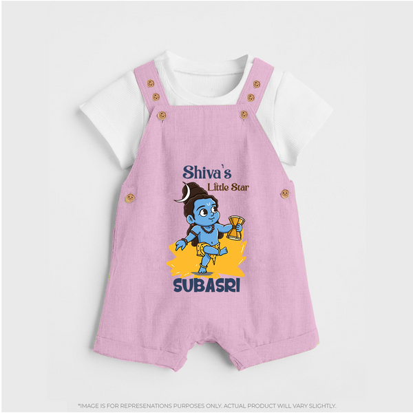Shiva's Little Star Dungaree Set | Personalized Dungaree Set for the Child of Lord Shiva - BABY PINK - 0 - 5 Months Old (Chest 18")