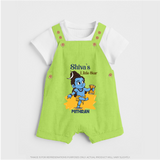 Shiva's Little Star - Maha Shivaratri Customized Dungaree Set For Kids With Name - GREEN - 0 - 5 Months Old (Chest 18")