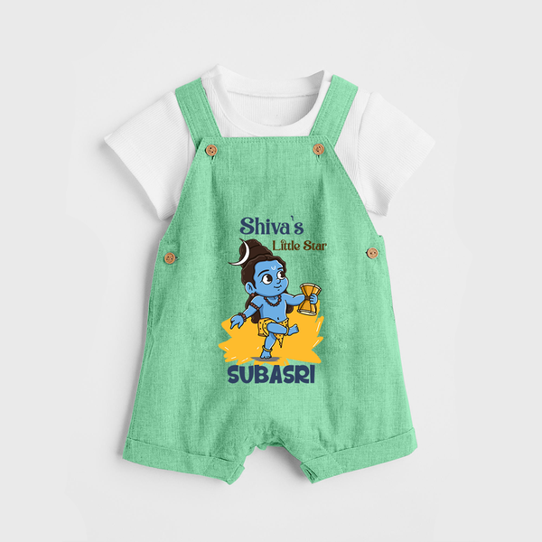 Shiva's Little Star Dungaree Set | Personalized Dungaree Set for the Child of Lord Shiva - GREEN - 0 - 5 Months Old (Chest 18")