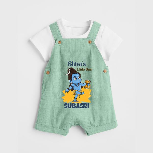Shiva's Little Star Dungaree Set | Personalized Dungaree Set for the Child of Lord Shiva - MINT GREEN - 0 - 5 Months Old (Chest 18")