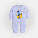 Shiva's Little Star - Maha Shivaratri Customized Sleep Suit For Babies With Name - BABY BLUE - New Born (Chest 7.5")