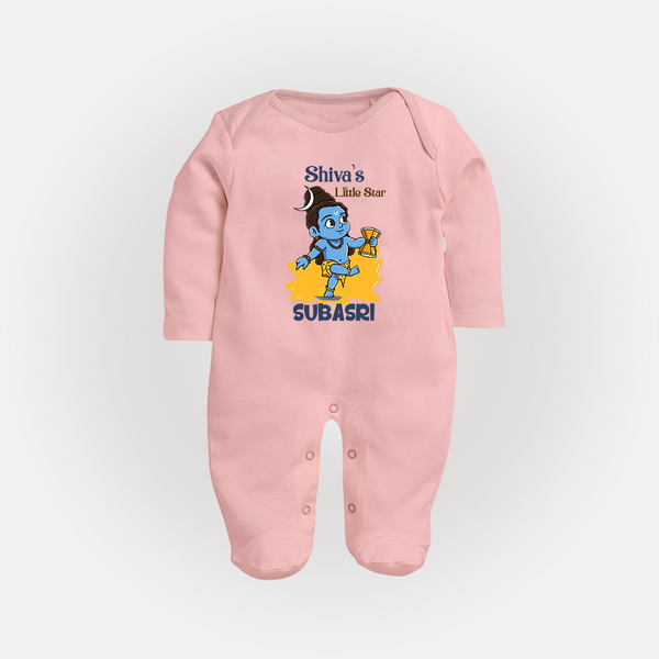 Shiva's Little Star Sleep Suit | Personalized Sleep Suit for the Child of Lord Shiva - BABY PINK - New Born (Chest 7.5")