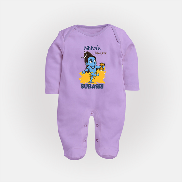 Shiva's Little Star Sleep Suit | Personalized Sleep Suit for the Child of Lord Shiva - LILAC - New Born (Chest 7.5")