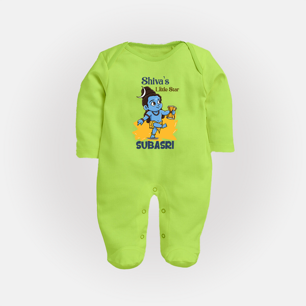 Shiva's Little Star Sleep Suit | Personalized Sleep Suit for the Child of Lord Shiva - LIME GREEN - New Born (Chest 7.5")
