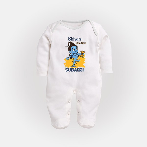 Shiva's Little Star Sleep Suit | Personalized Sleep Suit for the Child of Lord Shiva - WHITE - New Born (Chest 7.5")