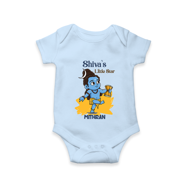 Shiva's Little Star - Maha Shivaratri Customized Romper For Babies With Name - BABY BLUE - 0 - 3 Months Old (Chest 16")