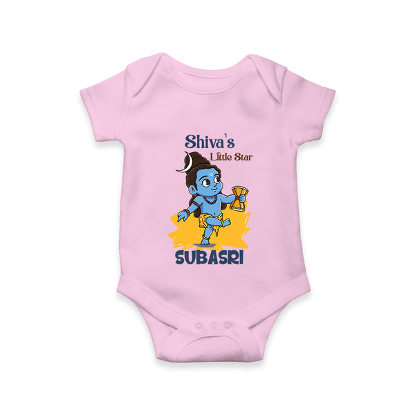 Shiva's Little Star Romper | Personalized Romper for the Child of Lord Shiva - BABY PINK - New Born (Chest 14")