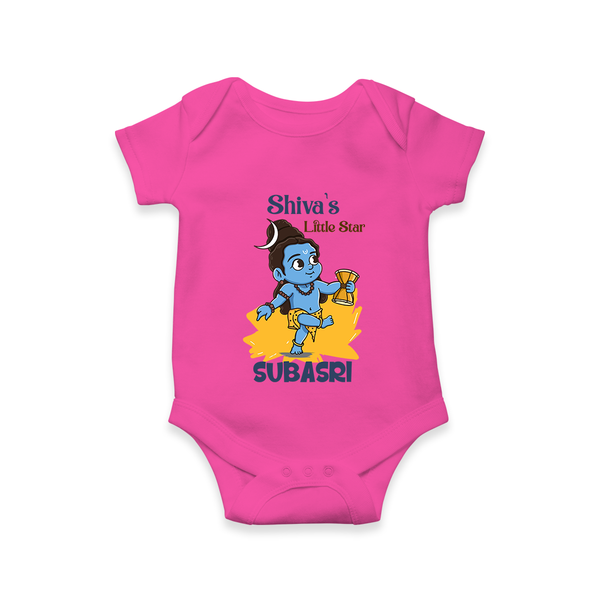 Shiva's Little Star Romper | Personalized Romper for the Child of Lord Shiva - HOT PINK - New Born (Chest 14")