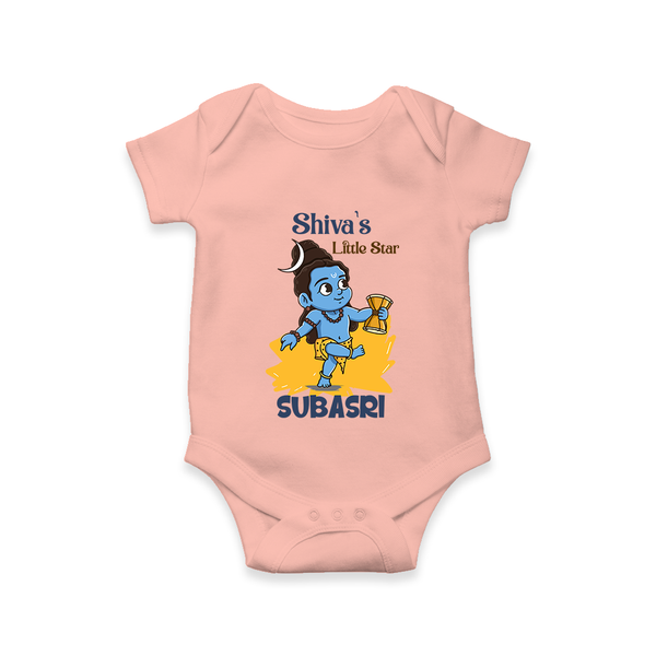 Shiva's Little Star Romper | Personalized Romper for the Child of Lord Shiva - PEACH - New Born (Chest 14")