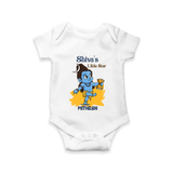 Shiva's Little Star - Maha Shivaratri Customized Romper For Babies With Name - WHITE - 0 - 3 Months Old (Chest 16")