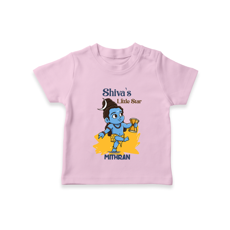 Shiva's Little Star - Maha Shivaratri Customized T-Shirt For Kids With Name - PINK - 0-5 Months Old (Chest 17")